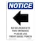 Signmission OSHA Notice Sign, 7" Height, No Deliveries To This Sign With Symbol, 7" X 5", Portrait OS-NS-D-57-V-14477 - alternate 1